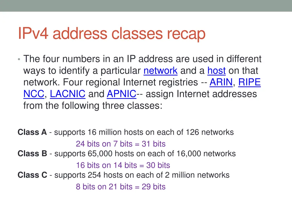 ipv4 address classes recap