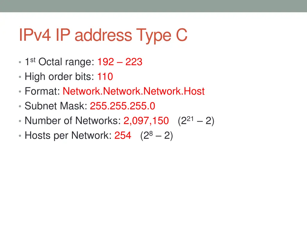 ipv4 ip address type c