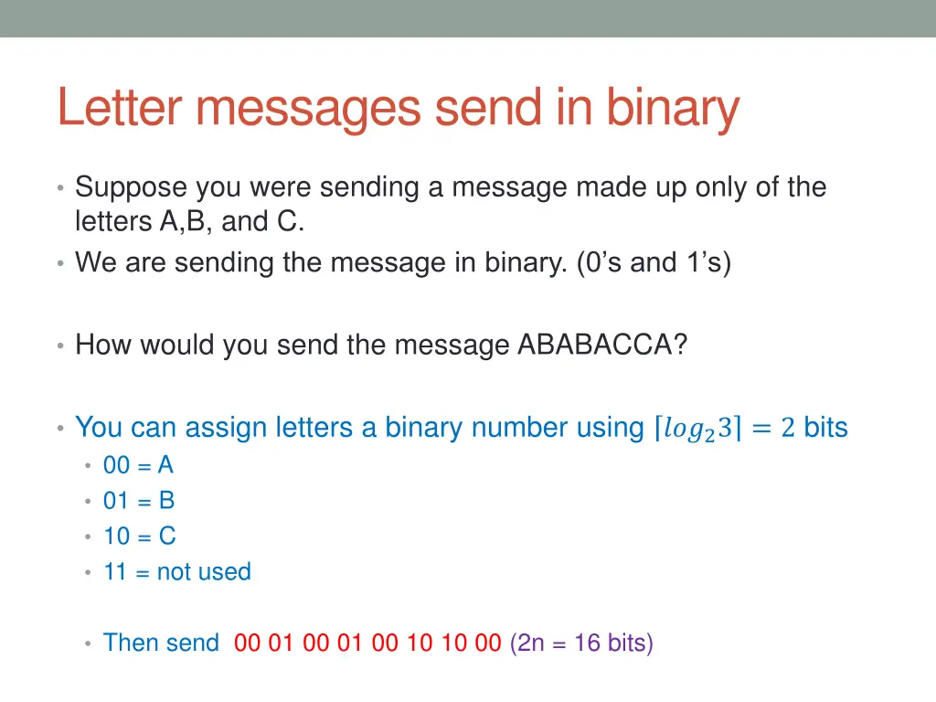 letter messages send in binary