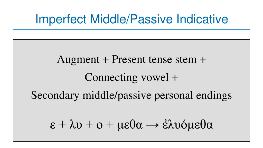 imperfect middle passive indicative