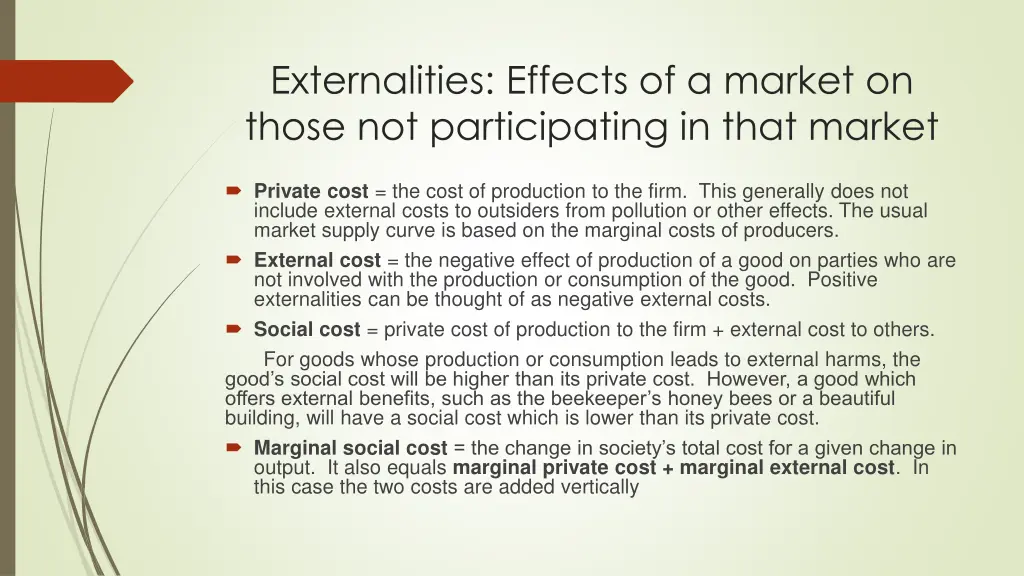 externalities effects of a market on those