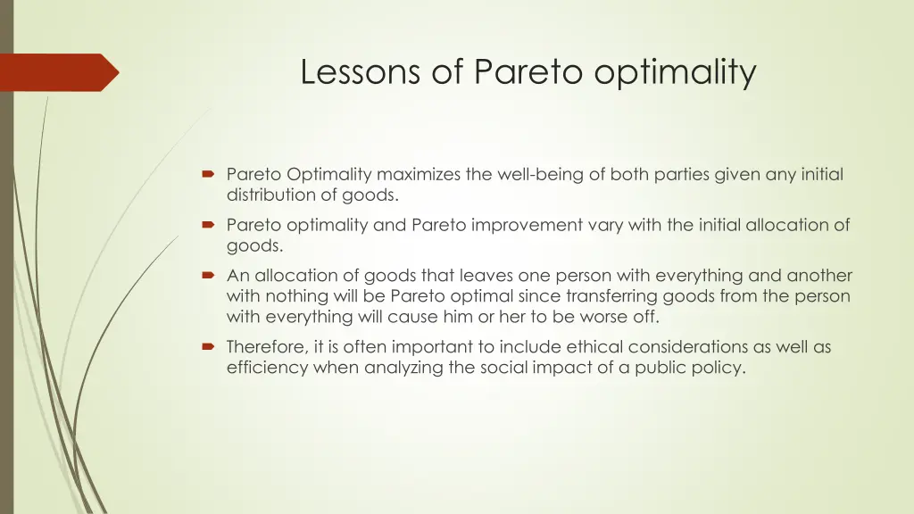 lessons of pareto optimality