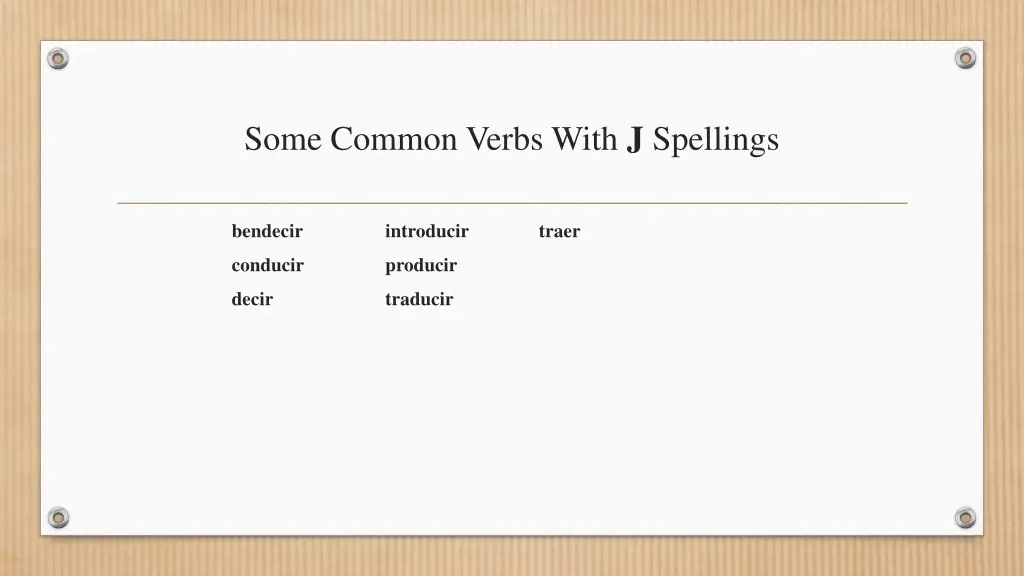 some common verbs with j spellings