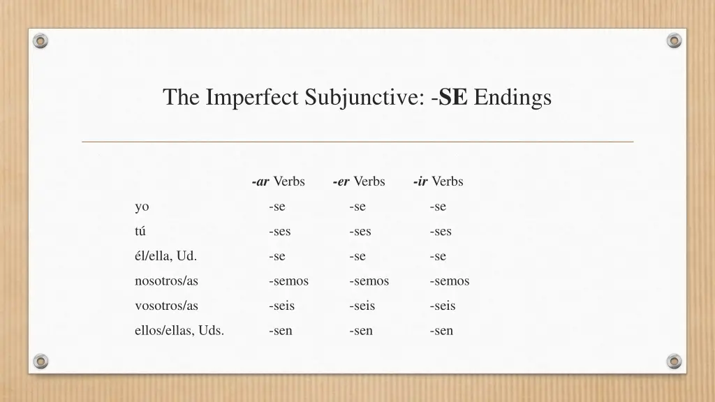 the imperfect subjunctive se endings