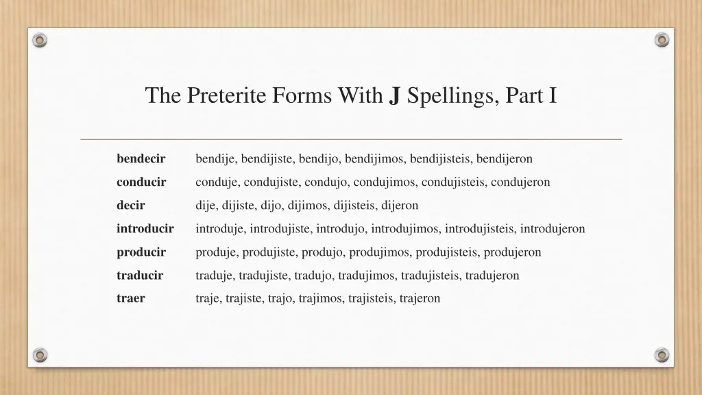 the preterite forms with j spellings part i