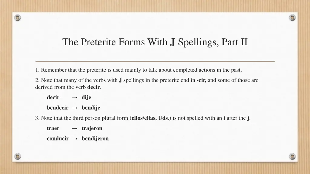 the preterite forms with j spellings part ii