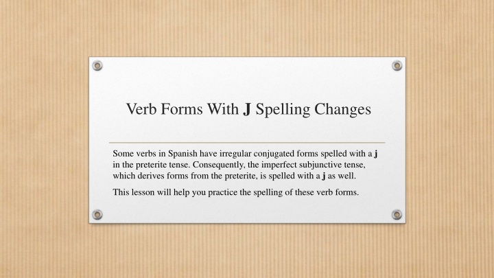 verb forms with j spelling changes