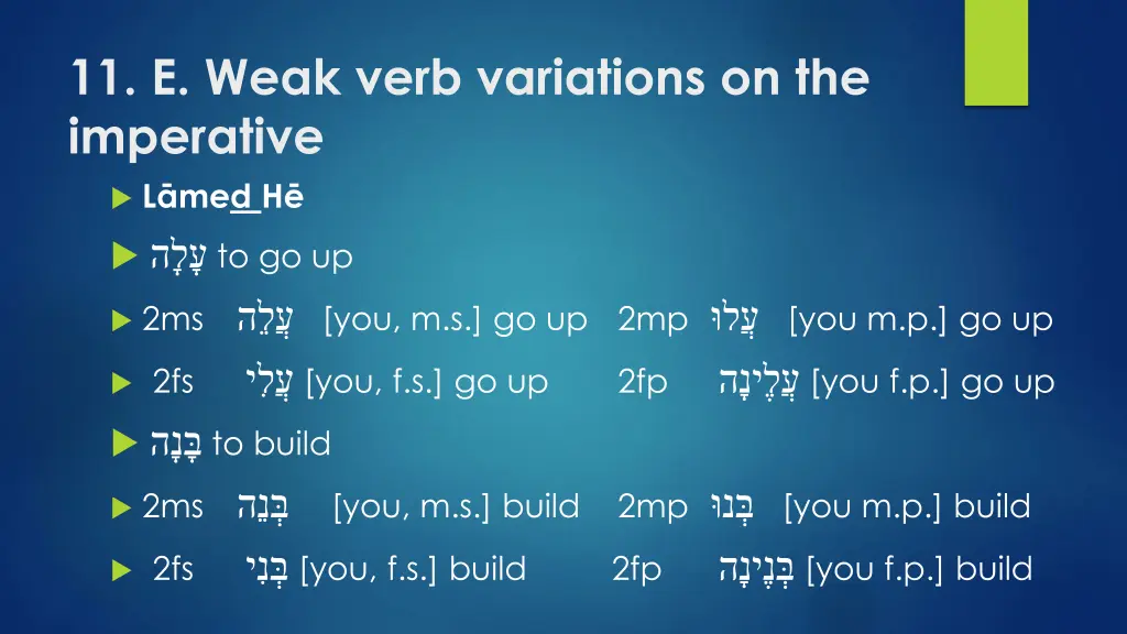 11 e weak verb variations on the imperative 5