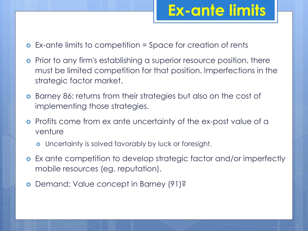 ex ante limits