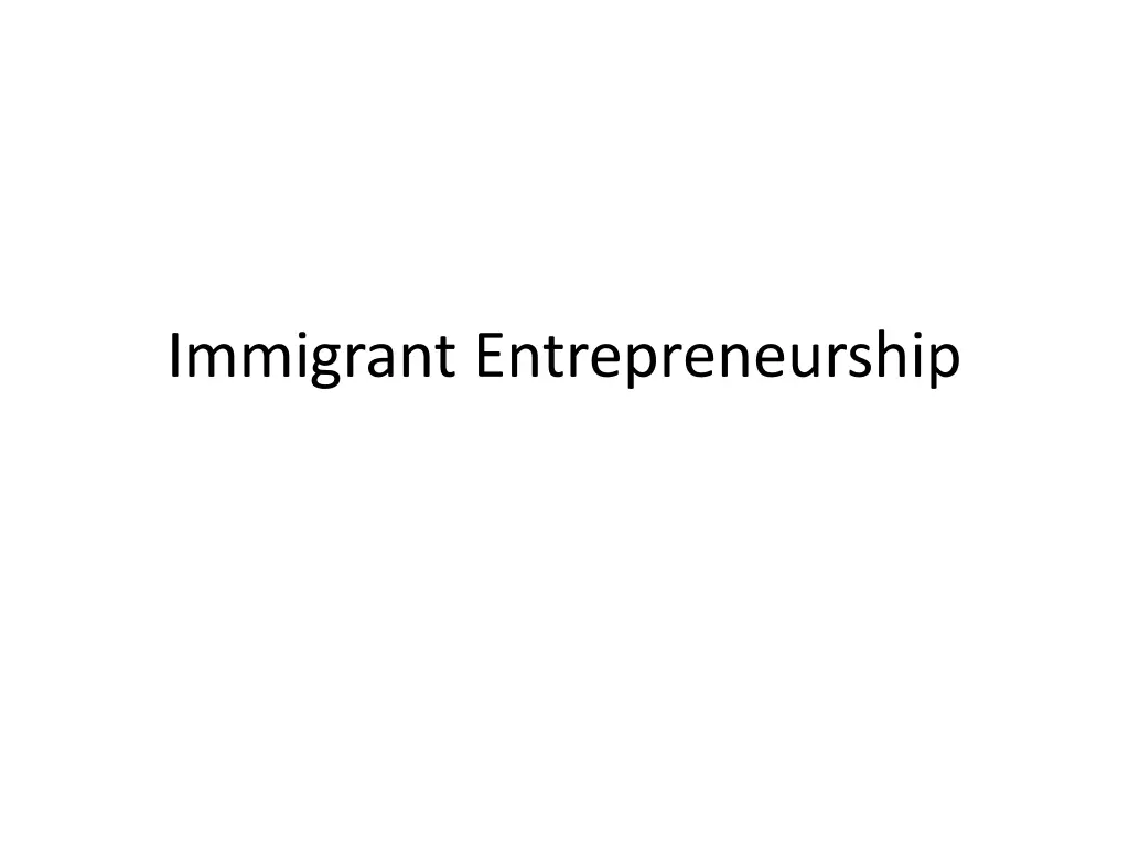 immigrant entrepreneurship