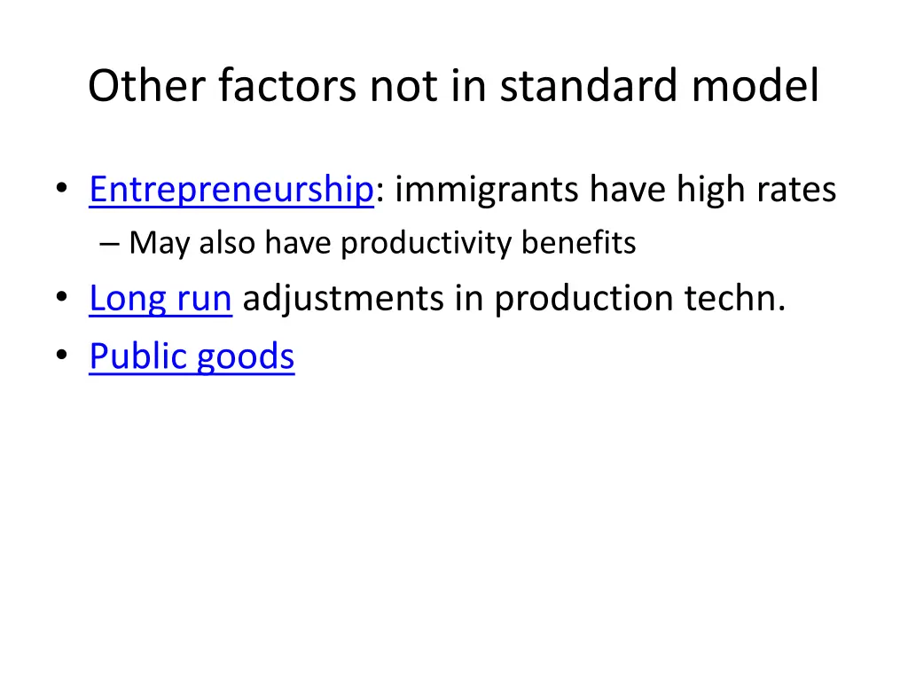 other factors not in standard model