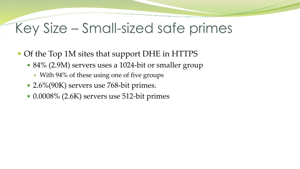 key size small sized safe primes