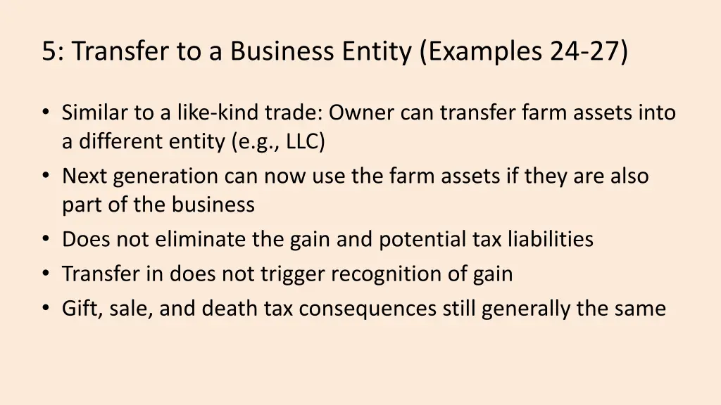 5 transfer to a business entity examples 24 27