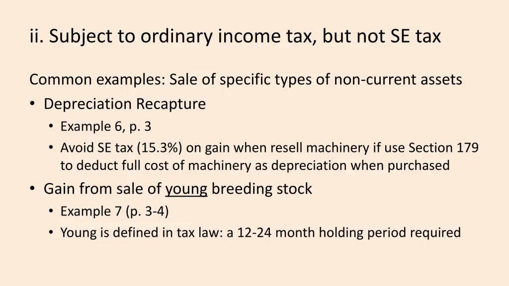 ii subject to ordinary income tax but not se tax