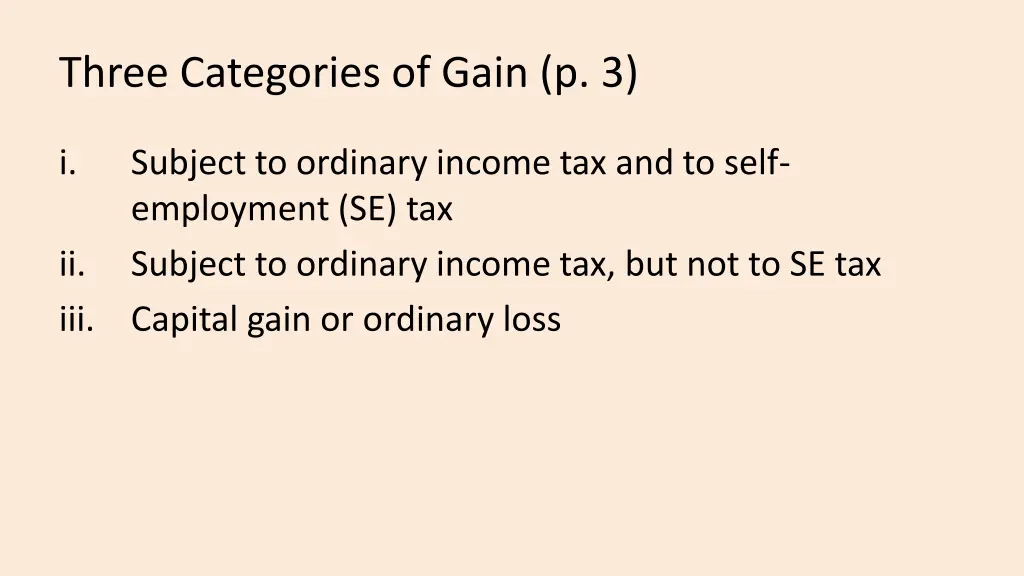 three categories of gain p 3