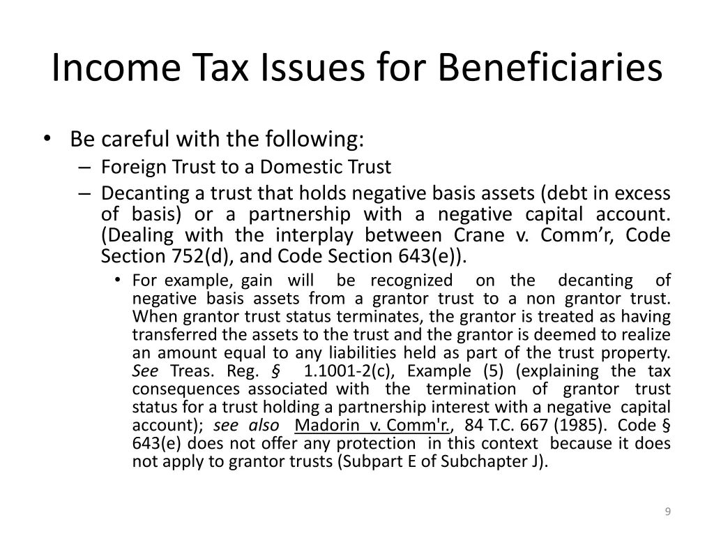 income tax issues for beneficiaries 1