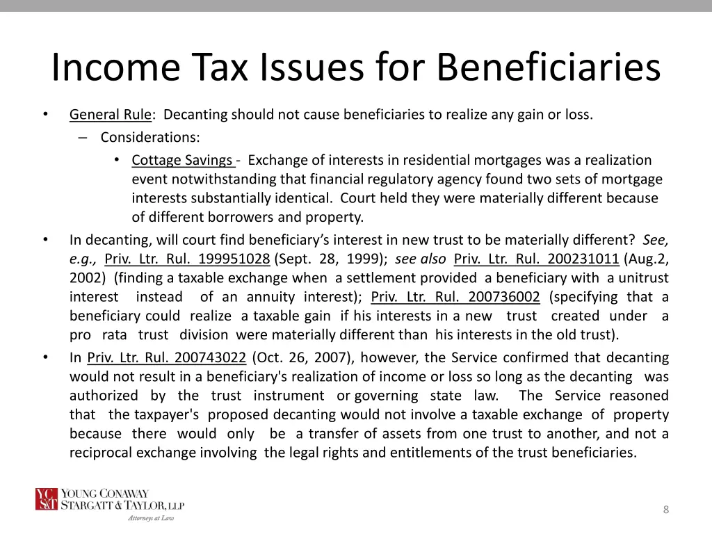 income tax issues for beneficiaries