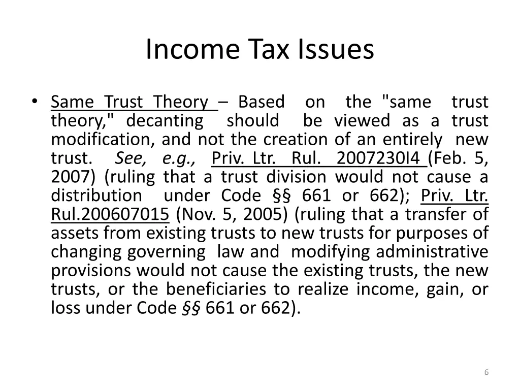 income tax issues