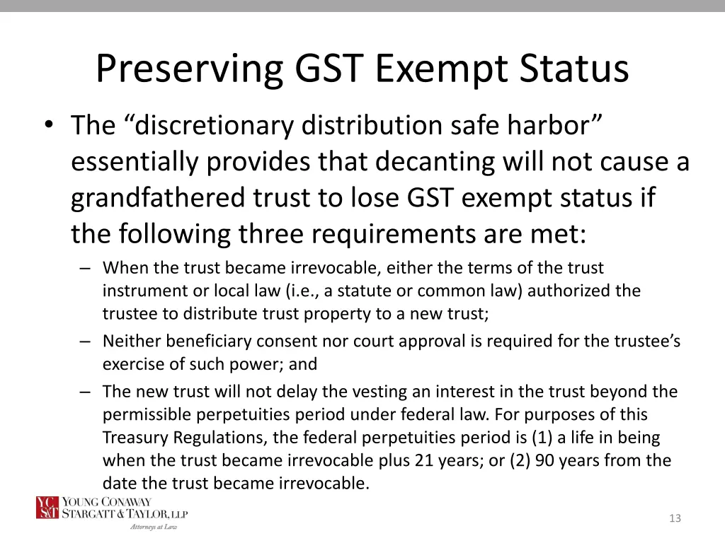 preserving gst exempt status the discretionary