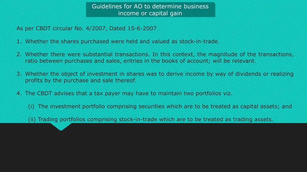 guidelines for ao to determine business income