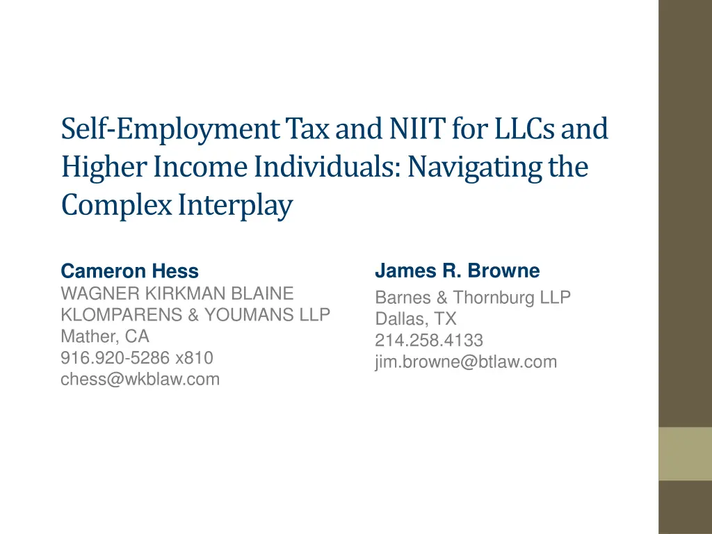 self employment tax and niit for llcs and higher 1