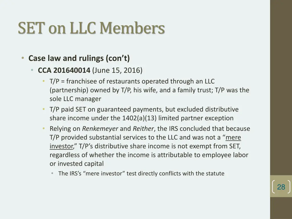 set on llc members 10