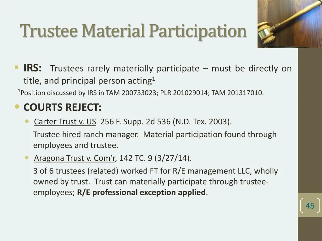 trustee material participation