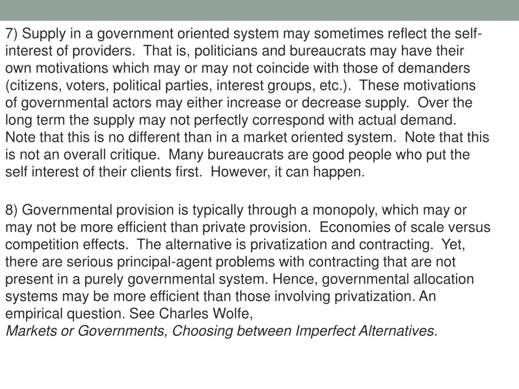 7 supply in a government oriented system