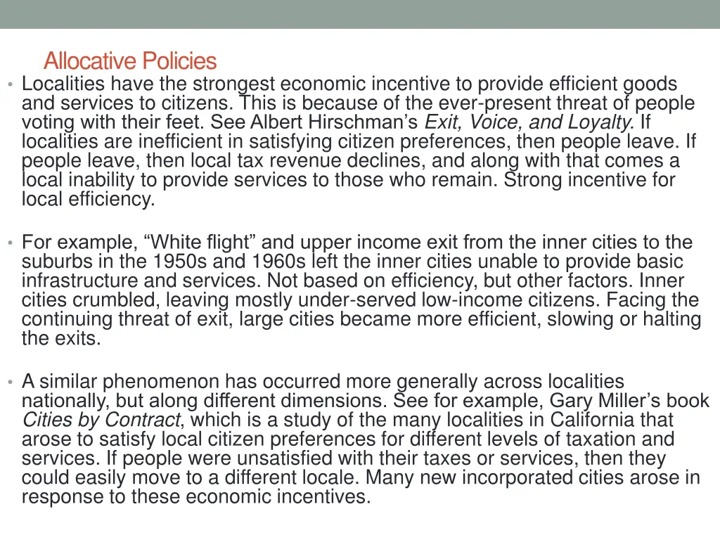 allocativepolicies localities have the strongest