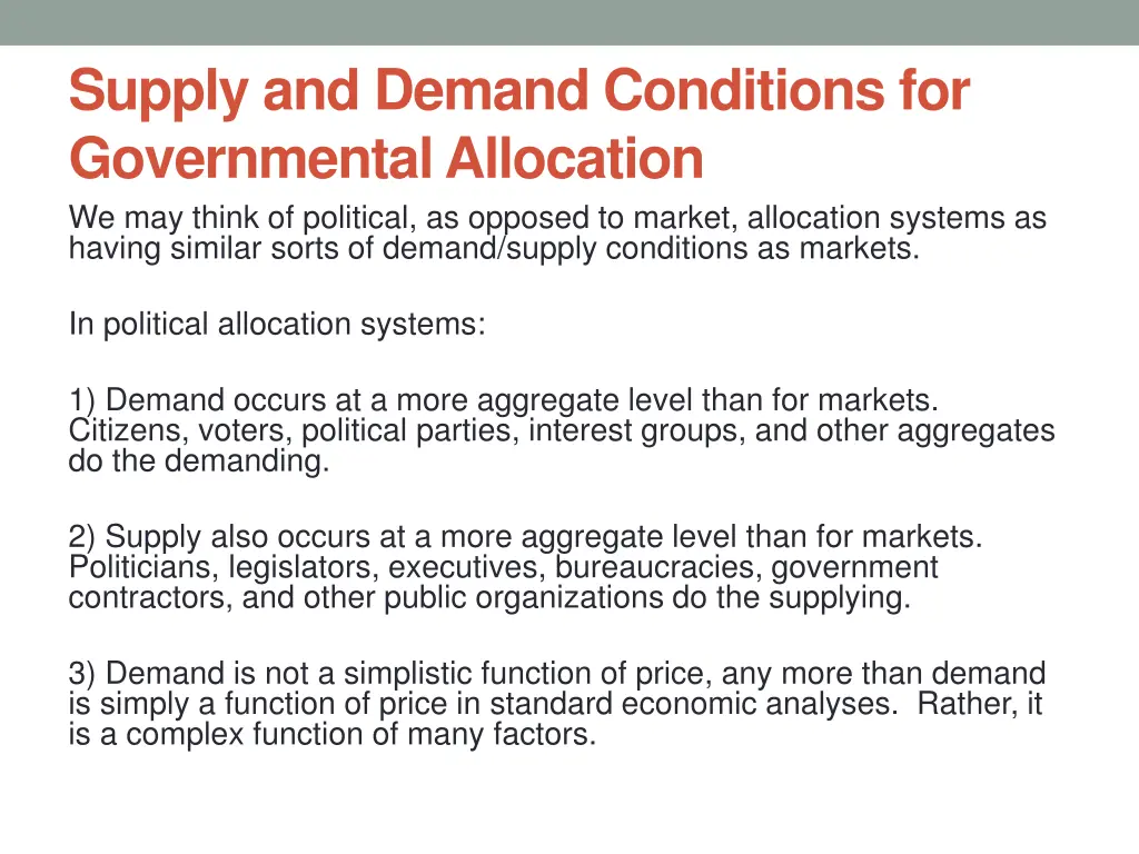 supply and demand conditions for governmental