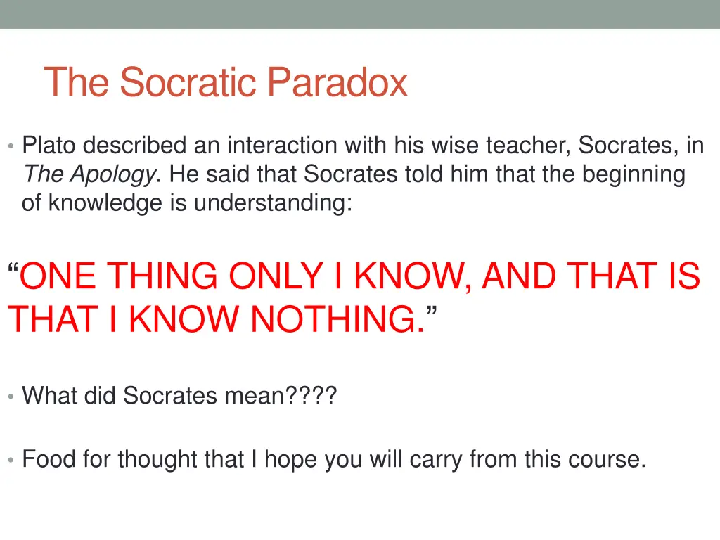 the socratic paradox