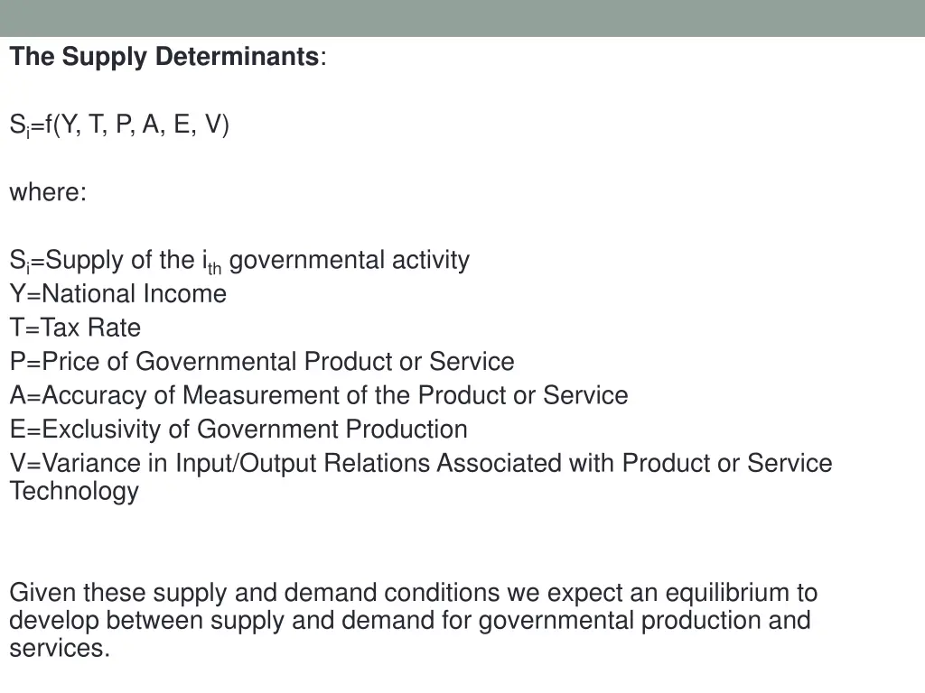 the supply determinants