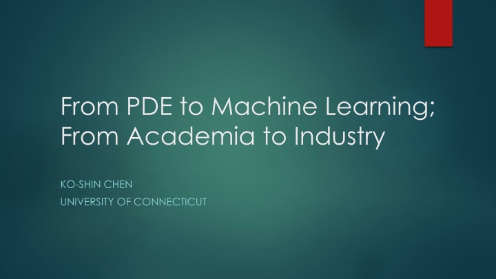 from pde to machine learning from academia