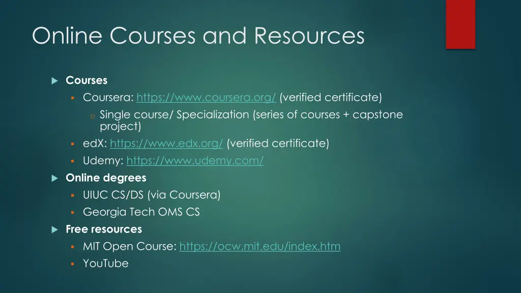 online courses and resources