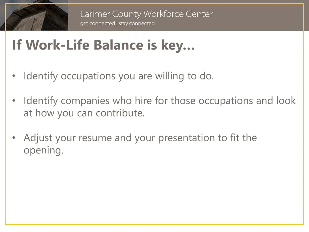 if work life balance is key