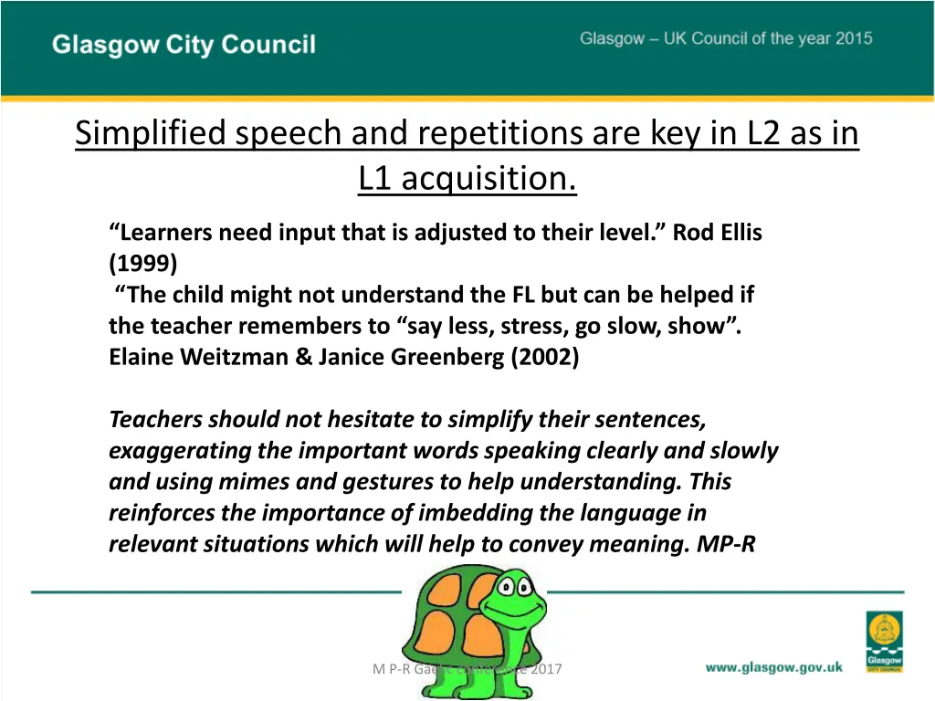 simplified speech and repetitions