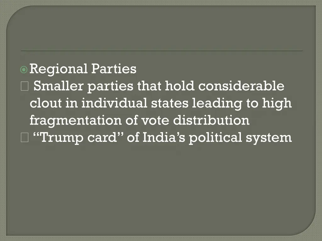 regional parties smaller parties that hold