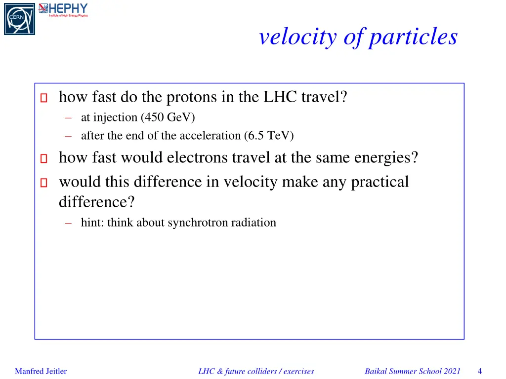 velocity of particles