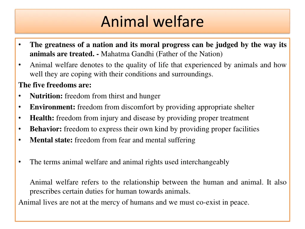 animal welfare