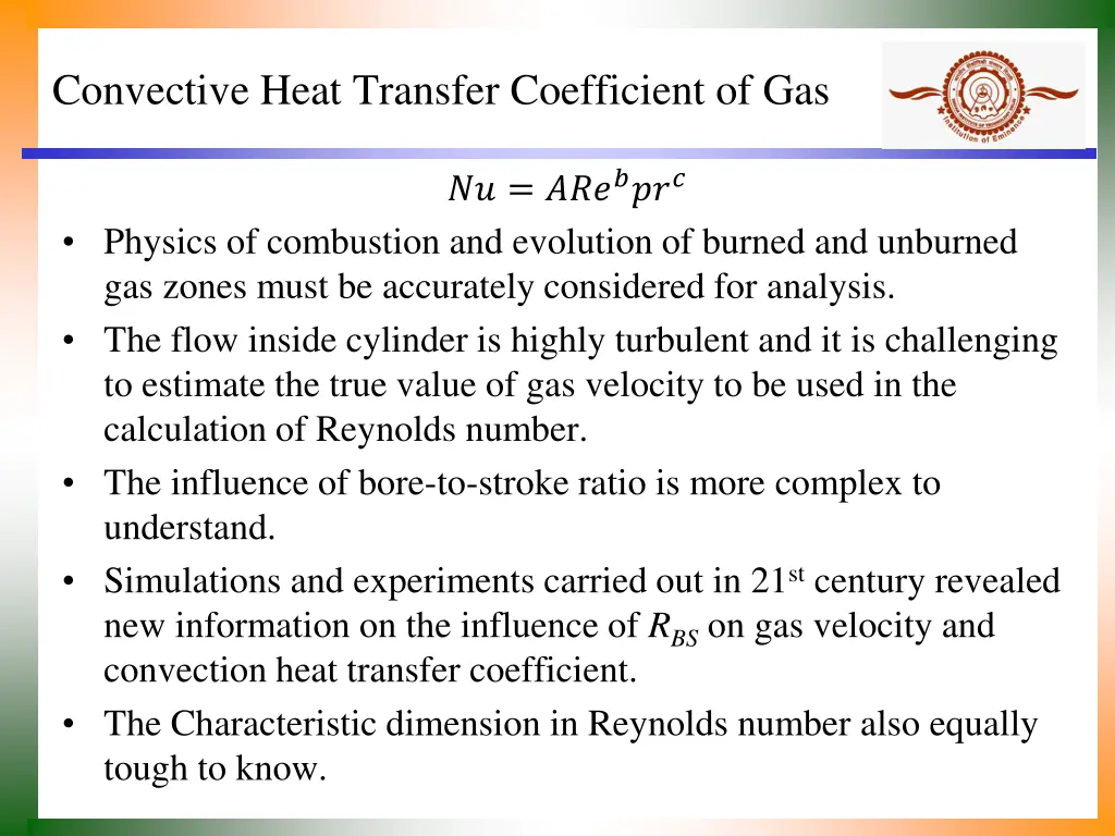 convective heat transfer coefficient of gas