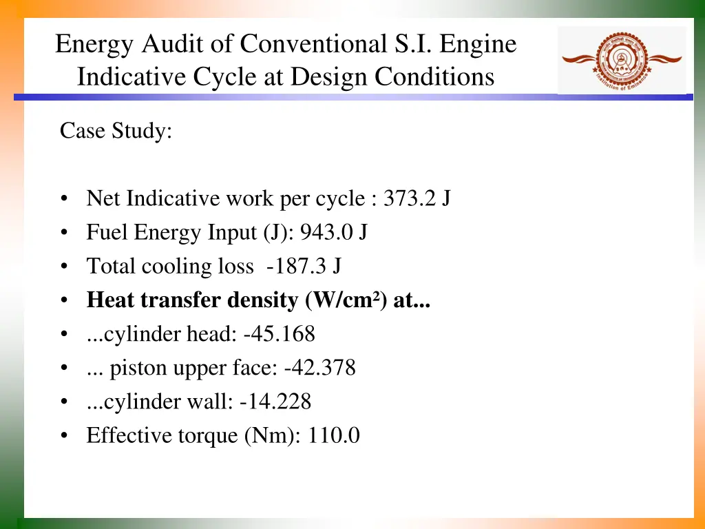 energy audit of conventional s i engine