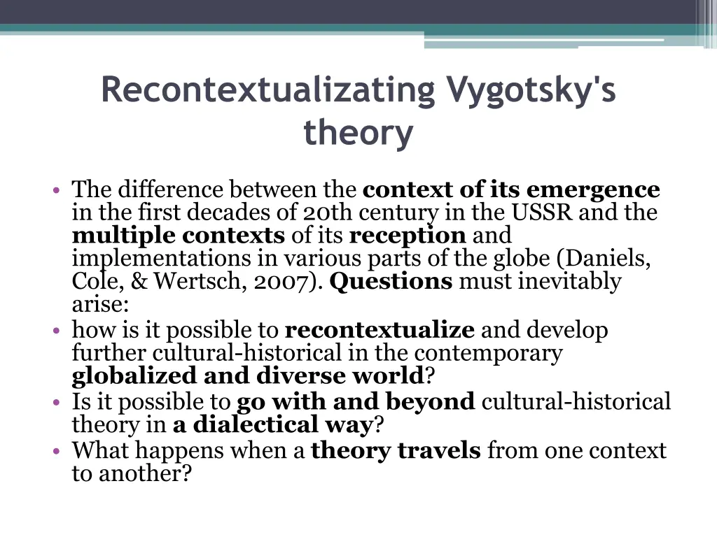 recontextualizating vygotsky s theory