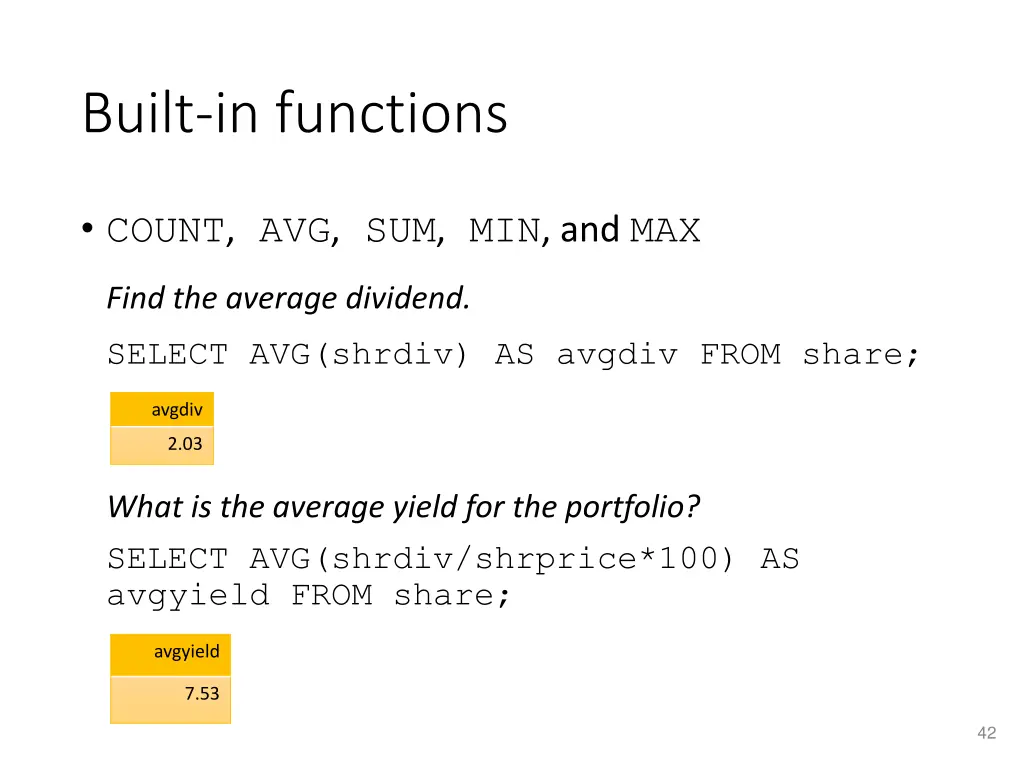 built in functions