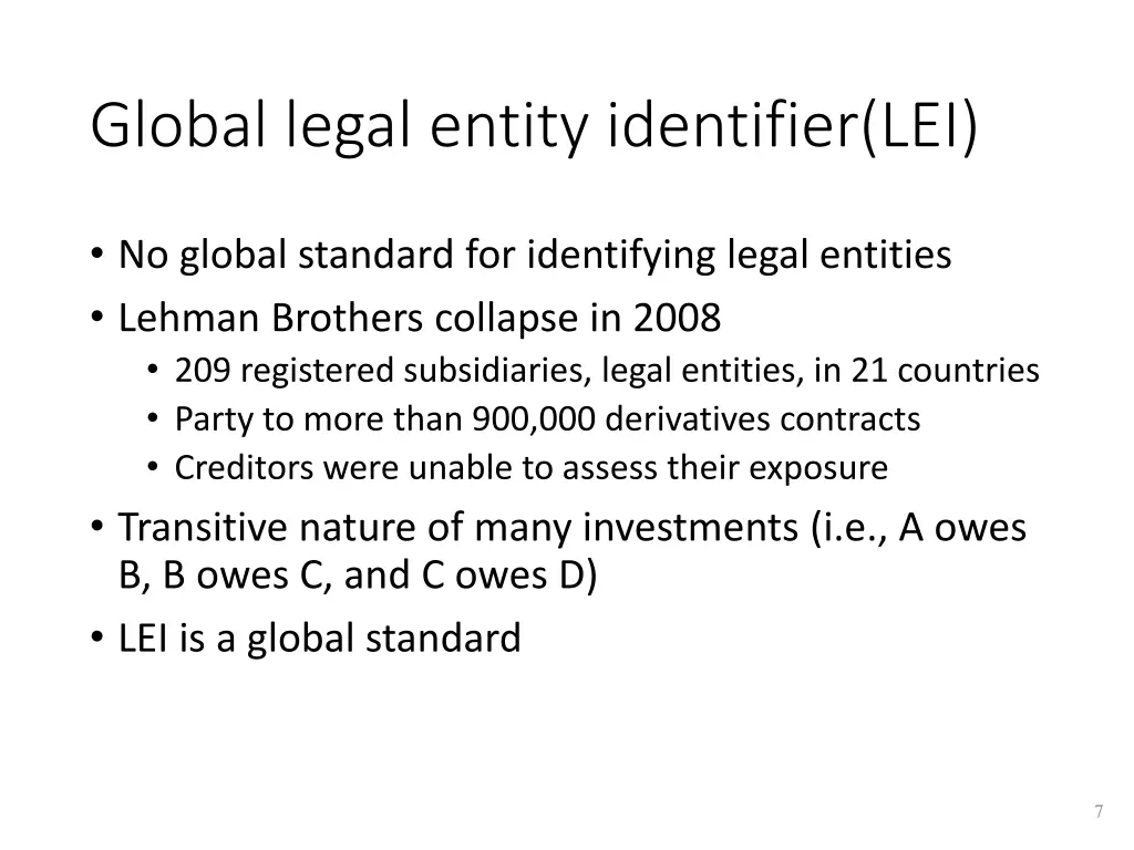 global legal entity identifier lei