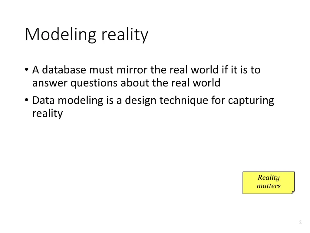 modeling reality