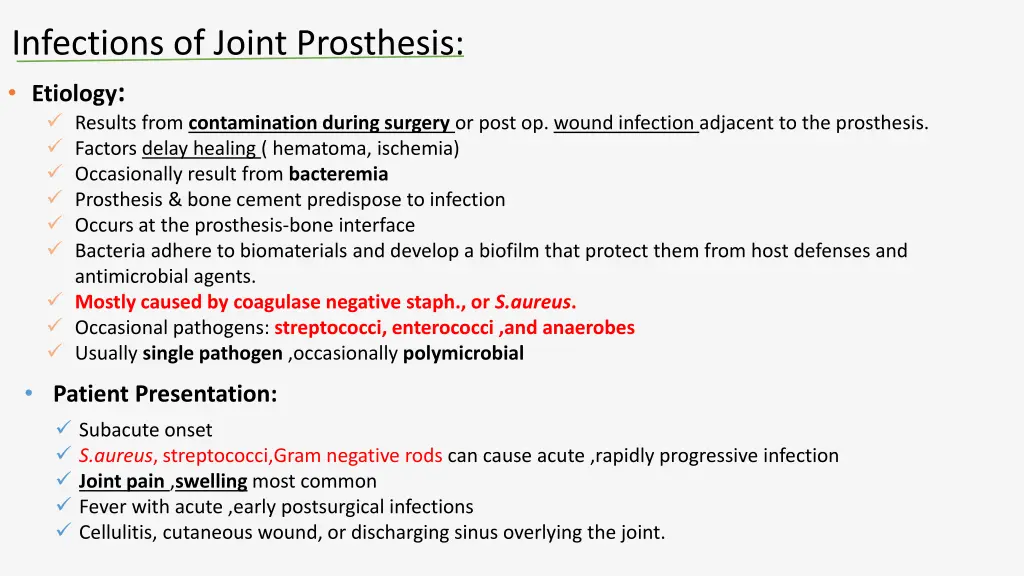 infections of joint prosthesis 1