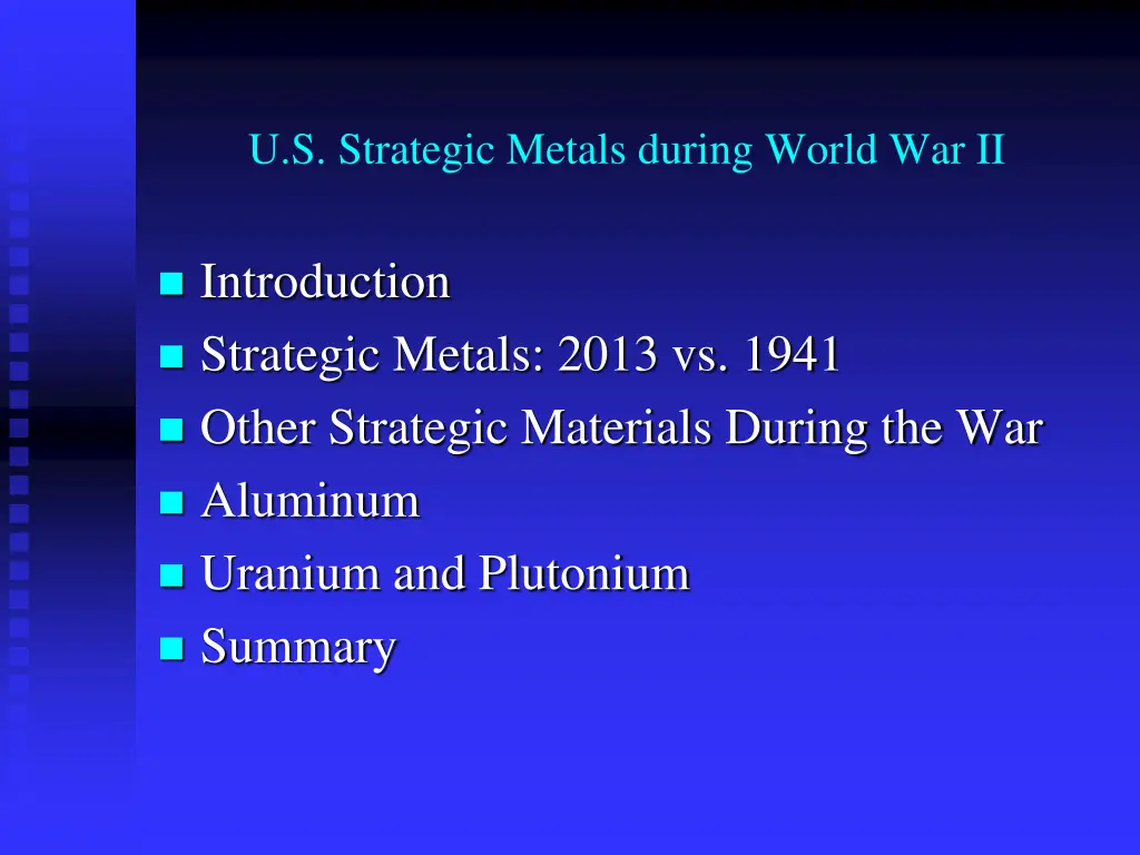 u s strategic metals during world war ii