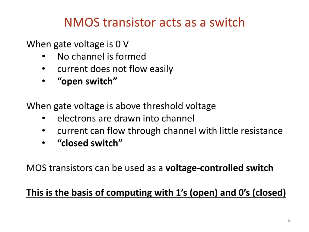 nmos transistor acts as a switch