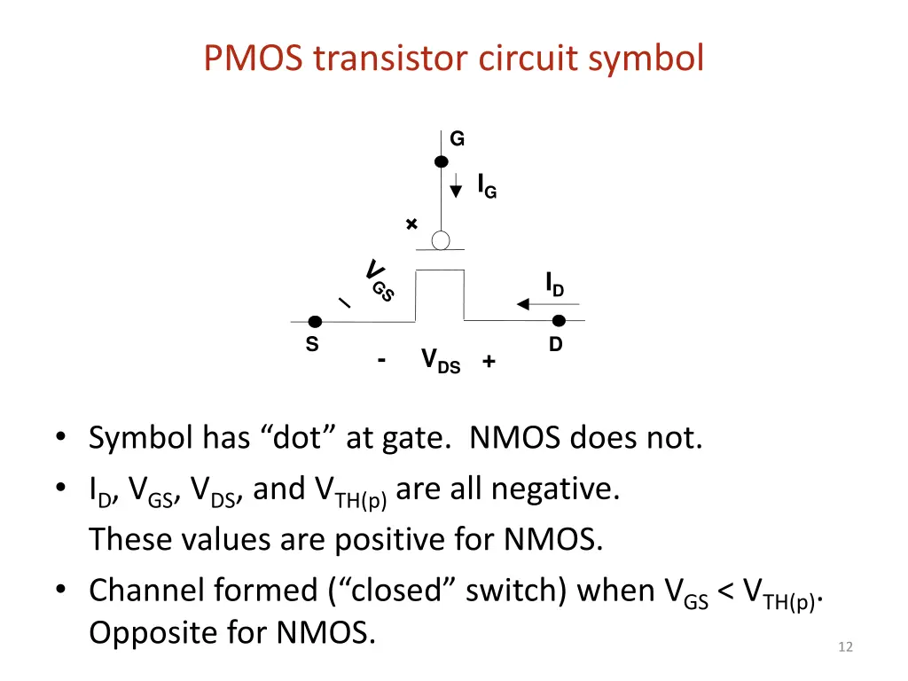 pmos transistor circuit symbol