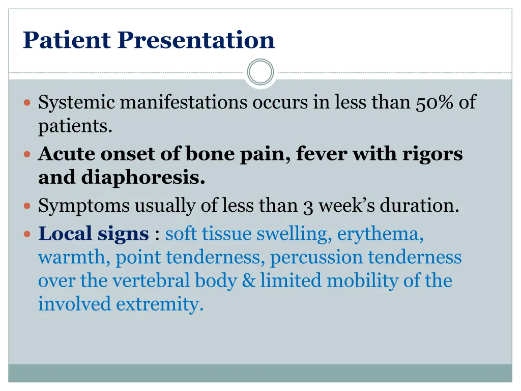 patient presentation